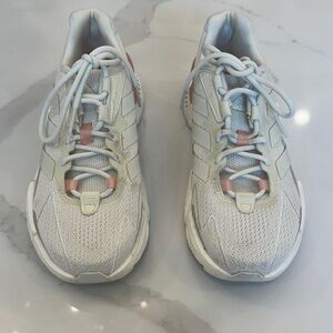 Adidas Women's Stylish White and Pink Athletic Sneakers